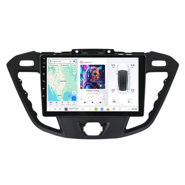 SCUMAXCON 9" Screen Android 4+64G Wireless Carplay Android Auto Car Radio Multimedia Video Player Stereo GPS Navigation Unit DSP BT Wifi for Ford Transit 2013-2018