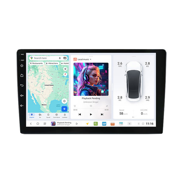 SCUMAXCON 9" Screen 8 core Android 4+64G Wireless Carplay Android Auto Car Radio Multimedia Video Player Stereo GPS Navigation Unit DSP BT Wifi