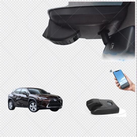 SCUMAXCON Caméra de tableau de bord personnalisée – Vision nocturne haute définition sans fil, style OEM, double enregistrement 4K, carte mémoire 64 Go pour Lexus ES300 RX NX400 UX LS